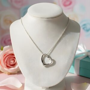 Tiffany & Co Elsa Peretti Large 22mm Open Heart 16" Necklace NEW w/authenticity